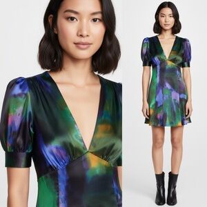 Topshop Satin Puff Sleeve Mini Dress Sz 4